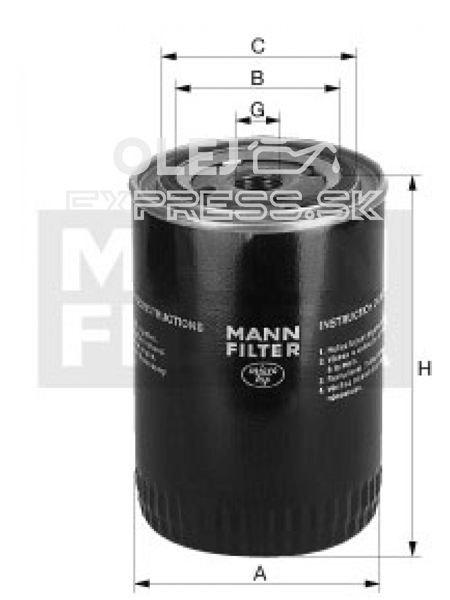 Olejový filter MANN FILTER W 940/37