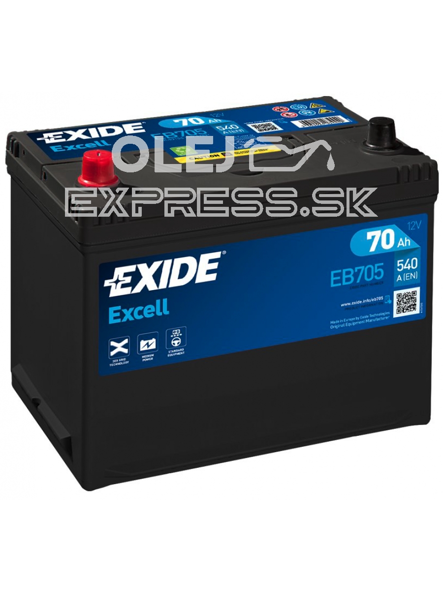 Exide Excell 12V 70Ah 540A EB705